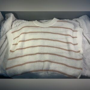 SHEIN Cream and Brown Knit Sweater